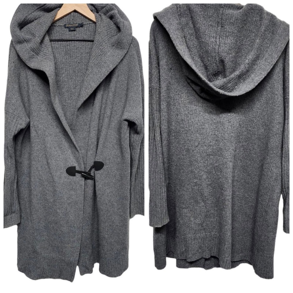 Pendleton Gray Hooded Open Cardigan Sweater